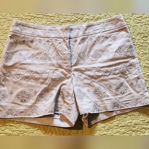 White House Black Market Embroidered Silver Gray Short
